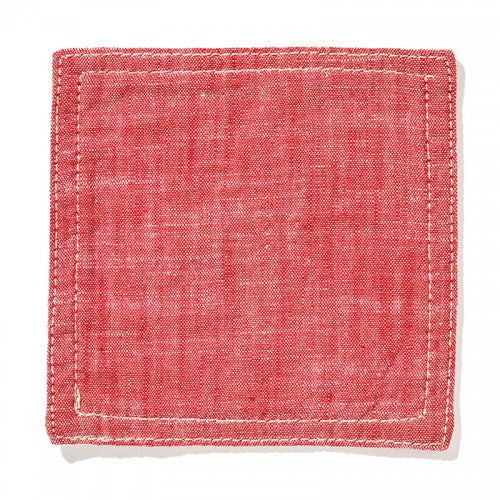 Coaster Pack of 2 - Red Chambray