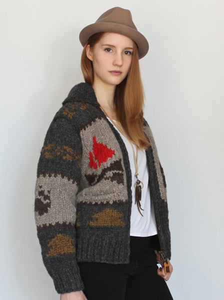 Granted Camp fire Bear Chunky Knit- Charcoal