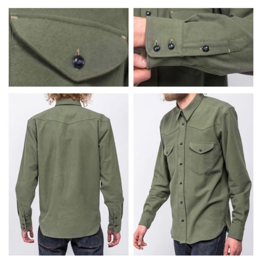 Indigofera Manolito Shirt - Green Moleskin