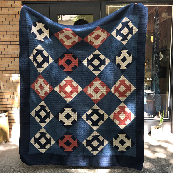 Patchwork Quilt Cover - Navy