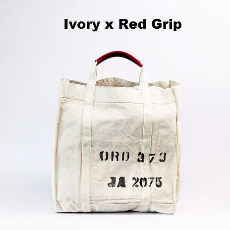 School Tote Bag - Ivory with Red Grip