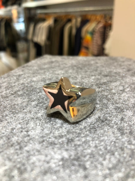Star Ring Stainless with Black