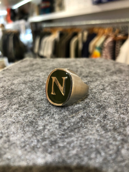 ABC Letters Ring Stainless with Army Green