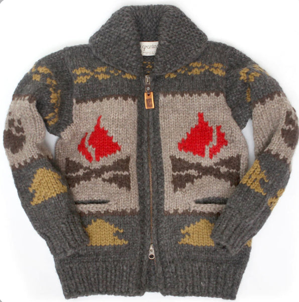 Granted Camp fire Bear Chunky Knit- Charcoal