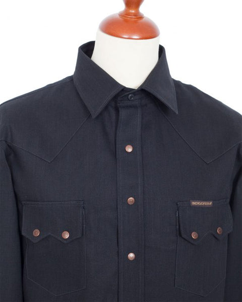 Indigofera Ryman Denim Shirt, Black Denim