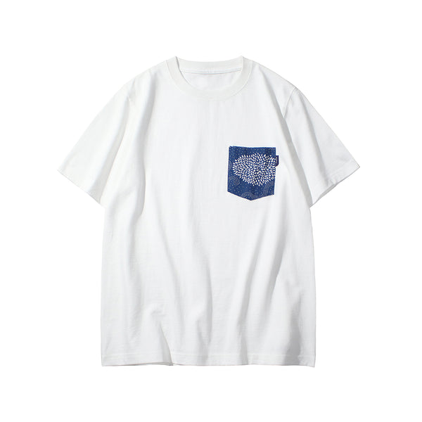 Boro Print Pocket Short Sleeve T-Shirt, White